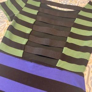 Striped dress with open back band detail
